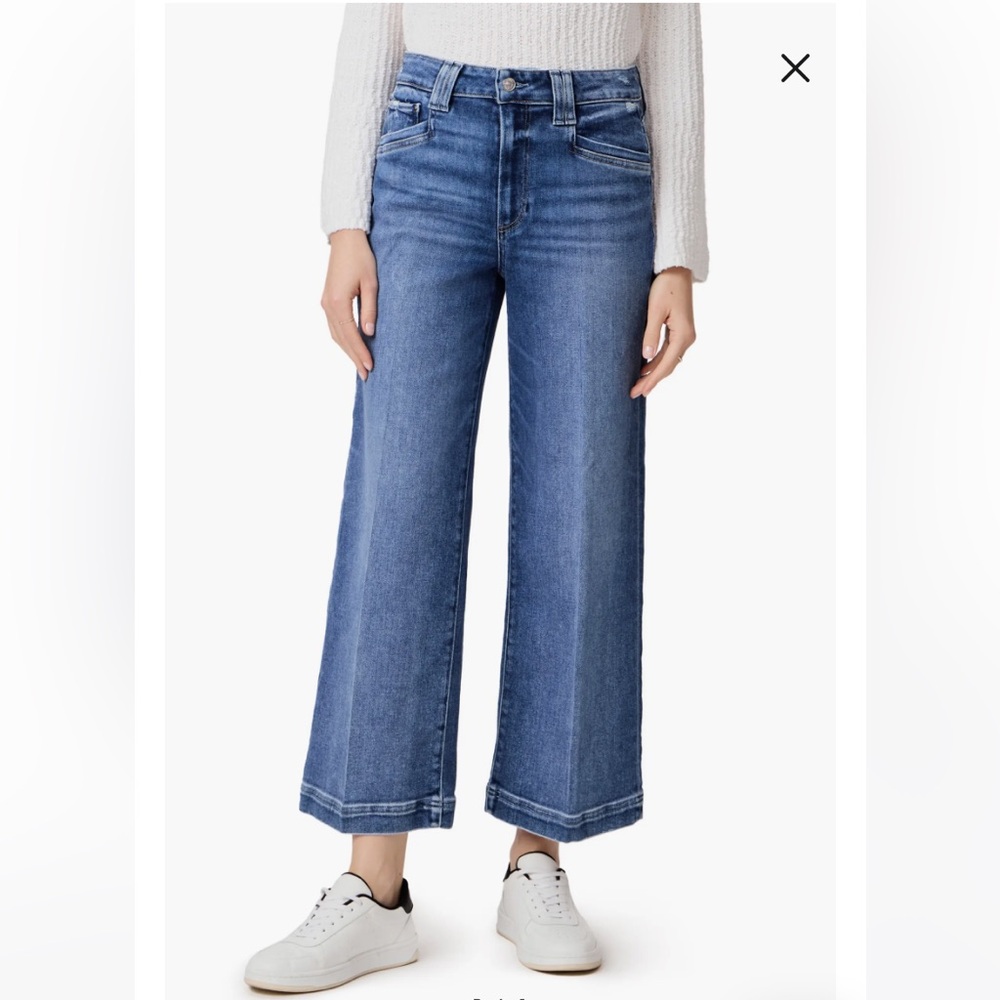 PAIGE Anessa High Waist Wide Leg Carpenter Jeans, Olivin Distressed, Sz 29, NWT